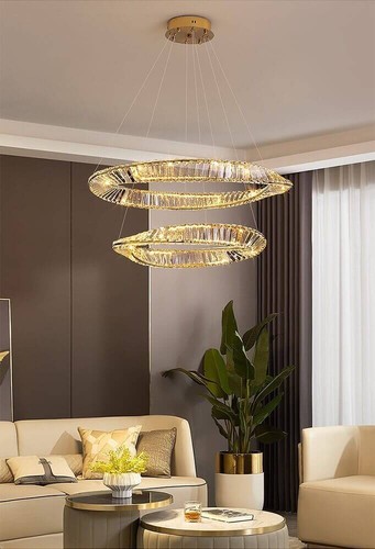 Lampadario LED moderno plafoniera oro acciaio inox anello ritorto regolabile - Foto 9 di 21