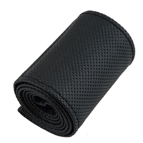 Car Truck Leather Steering Wheel Cover With Needles and Thread Black DIY Th - Picture 4 of 12