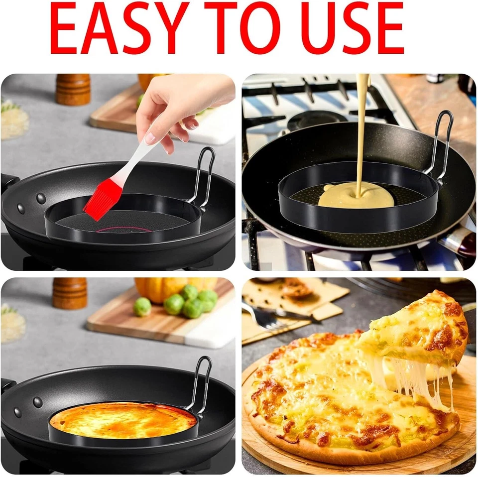 2件装6英寸煎蛋模具圆形蛋环用于煎蛋煎饼模具 — 第 4/4 张图片