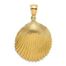 14K Yellow Gold Textured Scallop Shell Pendant K7900