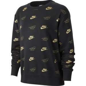 Nike sportswear Feminino Todo imprimir Crew Moletom Preto/Dourado BV4994-010 D | eBay