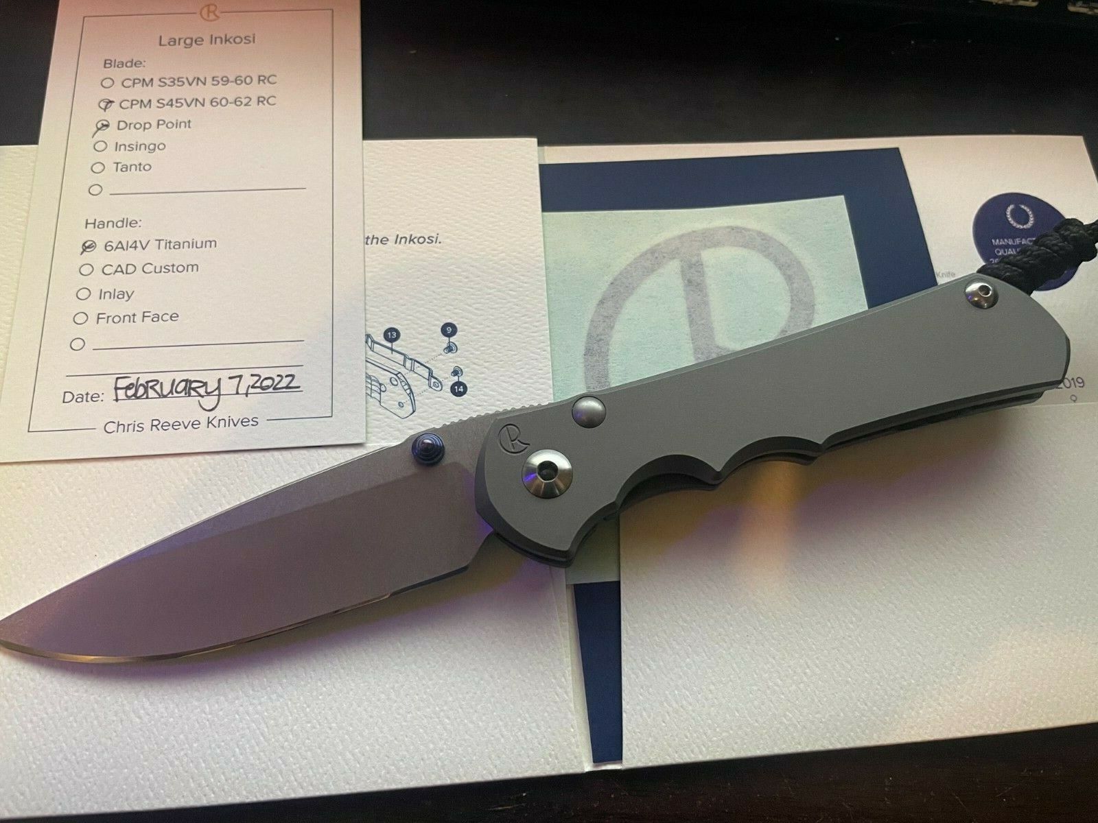 Chris Reeve Large Inkosi Drop Point S45VN
