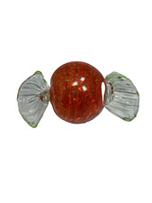 Large Glass Orange & Clear Swirl Candy Hand Blown Paperweight 6.5" Long