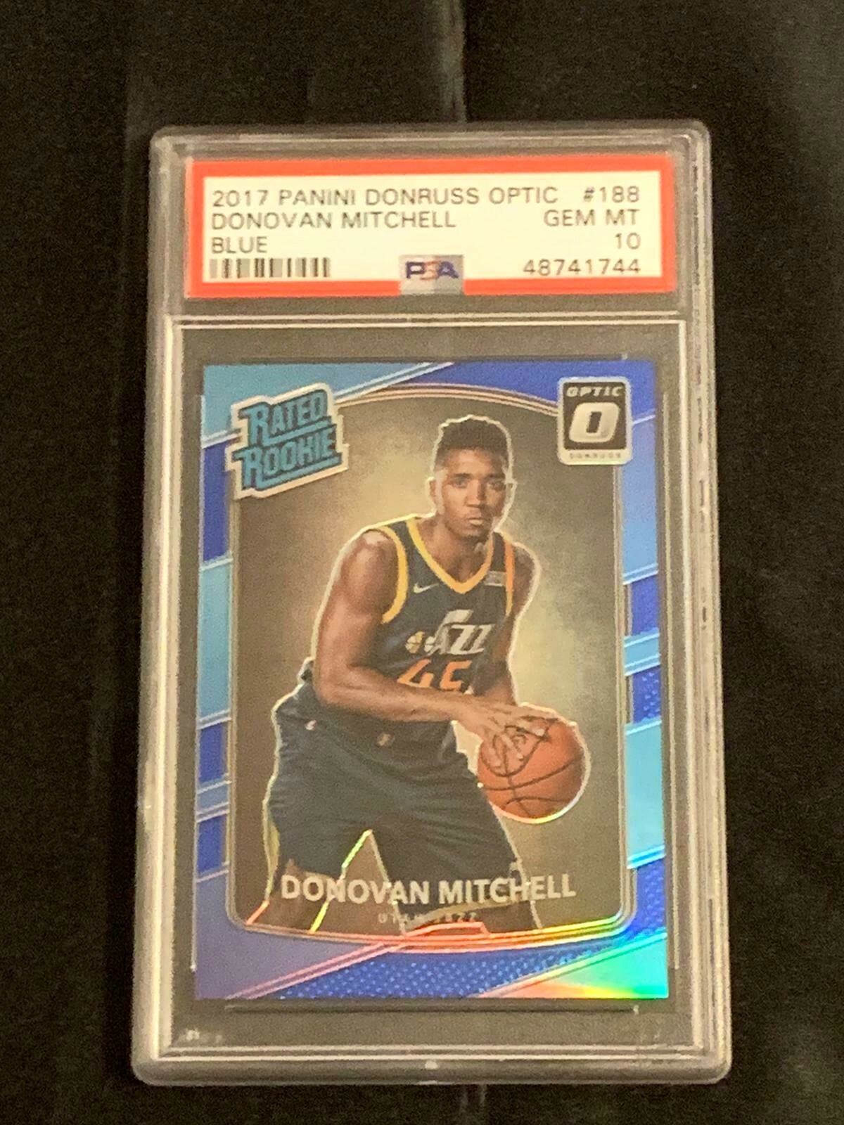 2017 Optic Donovan Mitchell BLUE Holo Prizm #/49 💎 PSA 10 GEM MINT 💎 Pop 6!
