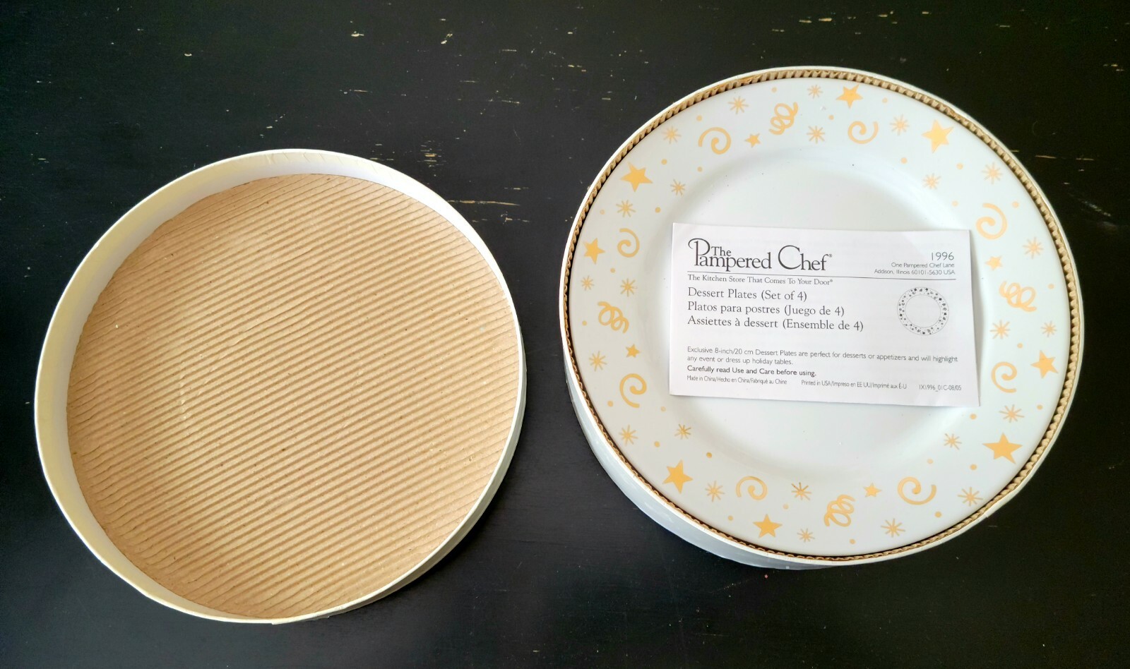 New the pampered chef simple additions set of 4 dessert plates gold