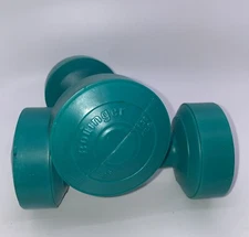 Vintage Bollinger Pair of 3 lb Dumbbells Weights Plastic Vinyl Set Green
