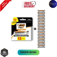 12 Refill Bic Flex 5 Refillable Razor Cartridges for Men Smooth and Comfortable.