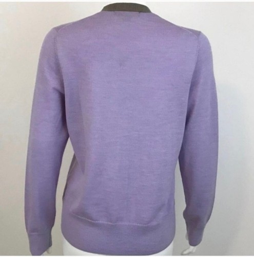 Brooks Brothers Size L 100% merino wool money lawyer on trend purple cardigan - Picture 3 of 6