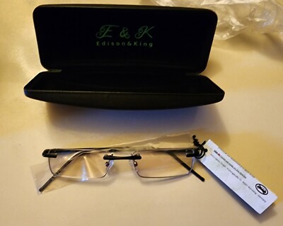 Edison & King Premium Reading Glasses +2.00 dpt  w/ Hard Black Case