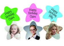 Mesa Estrella Cumpleaños Personalizada Confeti Palabras Top / Foto's Back Cualquier Color