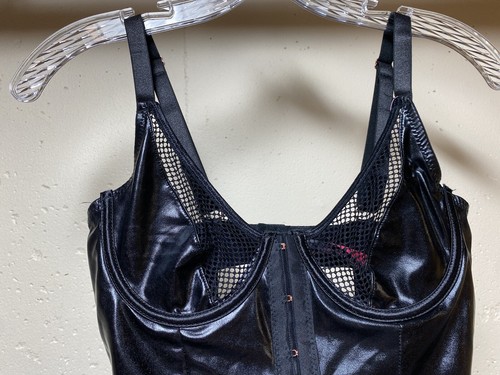 Seven til Midnight Bodysuit Faux Leather Mesh Black Size Small - Picture 2 of 7