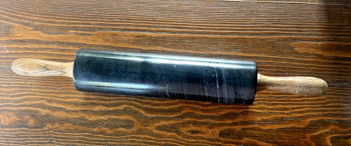 Marble Rolling Pin Black, Gray & White Large 18 Inch 5 Pounds Wood Handles