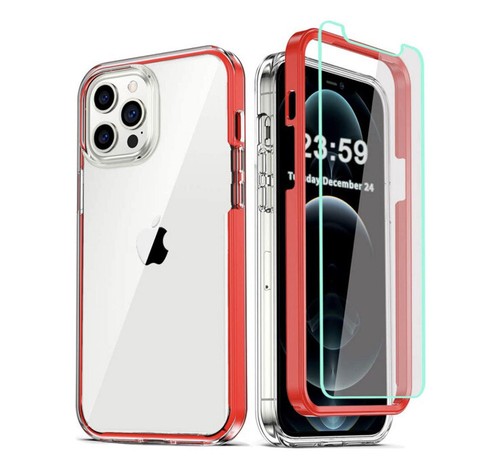 For iPhone 12 Pro Max Case Shockproof Hard Clear Cover w/ Screen Protector