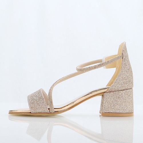 Sandali eleganti bambina argento tacco a blocco - scarpe con cinturini incrociati strass - Foto 21 di 30