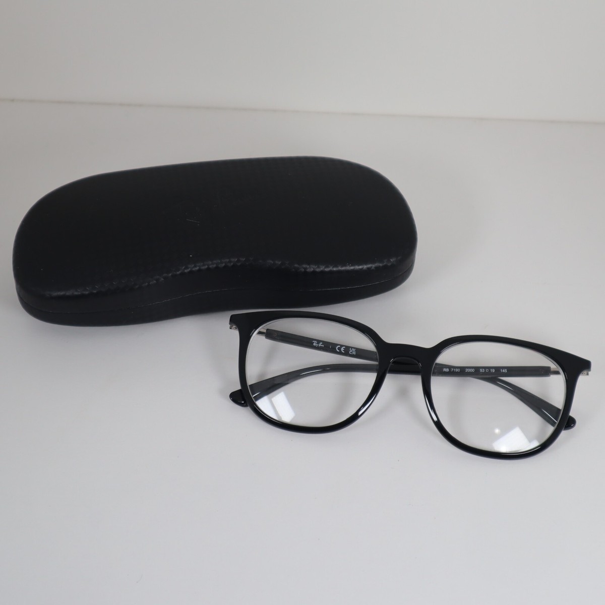 Ray Ban RB7190 2000 Black/Silver Round Eyeglass Frames 53-19 Ray Ban RB7190 2000 Black/Silver Round Eyeglass Frames 53-19