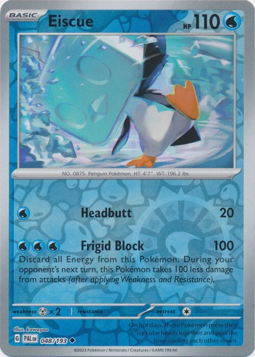 Reverse Holo Eiscue 048/193 Uncommon SV02: Paldea Evolved Pokemon TCG