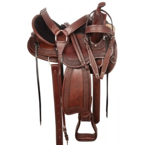 Selle Western Endurance Cuir Ashmira - Taille 14 à 18 Pouces, Randonnée Trail
