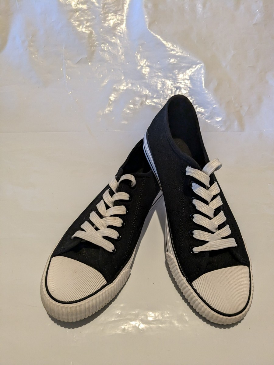 Black Canvas Women Trainers ,Pumps Sneakers, Lace up Shoes UK