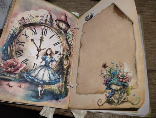 Alice In Wonderland Junk Journal Scrapbook USA Seller - Picture 5 of 19