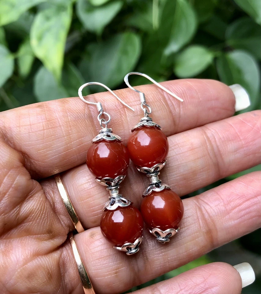 Plata de Ley 925 + 10 mm Rnd Cuentas Original Rojo Naranja Ónix 2 - Imagen 4 de 4