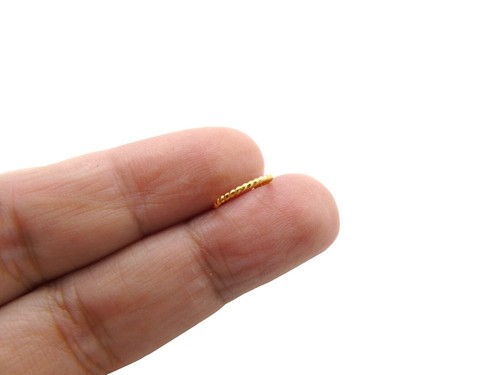 18k Gold Twisted 8mm Nose Ring Stud Hoop Eyebrow Tragus Ear Cuff Cartilage Helix - Picture 4 of 5