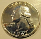1962 P Washington Silver PROOF Quarter,  (62PF1)