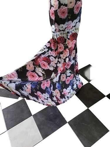 City Triangles Floral Taffeta Mermaid Prom Dress with Strappy Bodice Size 3 - Picture 6 of 19