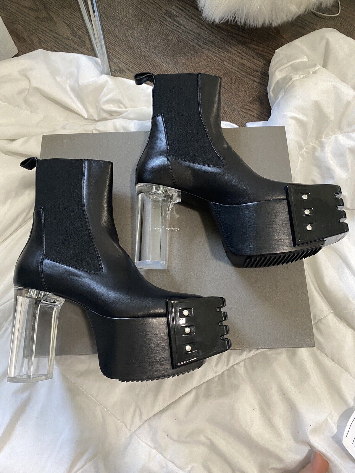 RICK OWENS SS20 TECUATL BEVEL KISS BOOTS WITH THE GRILLED SIZE 43.5 or  10.5US