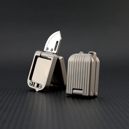 Mini Titanium Pocket Folding D2 Blade Knife Portable Outdoor Travel EDC Keychain - Picture 7 of 11