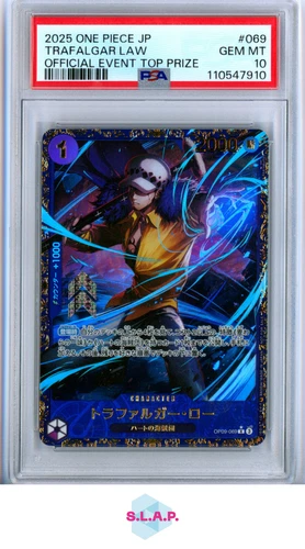 TRAFALGAR LAW ONE PIECE OP09-069 2025 OFFICIAL EVENT TOP PRIZE HOLO JP PSA 10