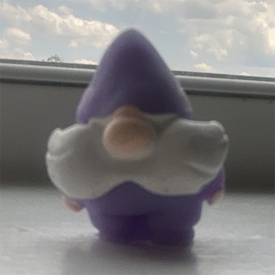 Purple Gnome Figurine Toy, Plastic, White Beard, Beige & White Accents