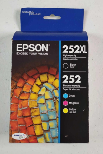 Epson 252XL Black & 252 Cyan Magenta Yellow Ink Cartridges Exp 01/2024