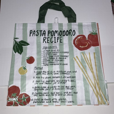 #ad #ad Tesco Pasta Pomodoro Recipe Tote Bag Spaghetti Tomato Stripe Parmesan 2026 New $24.99