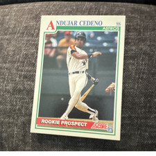 Score 1991 Andujar Cedeno #753 Houston Astros Rookie Prospect Baseball Card. rookie card picture