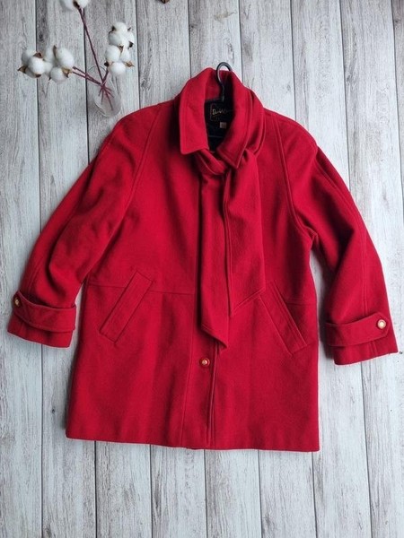 Women David Barry Coat Red Wool 46 / 3XL / 54