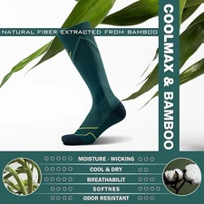 BRISIRA Compression Soccer Socks Men/Boys Coolmax Bamboo Viscose Knee MEDIUM