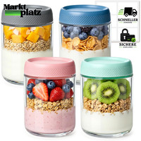 Overnight Oats GläSer 500Ml GlasbehäLter Mit Deckel 4Er Set FüR 4 StüCk