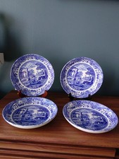 Spode Blue Italian Pasta Bowls 8.5" Rounded Lip, smooth edge
