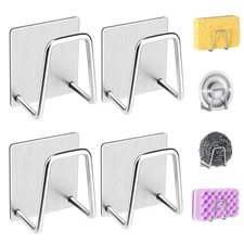 4-Pack Stainless Steel Sink Sponge Holder Adhesive Kitchen Caddy Organizer Set
