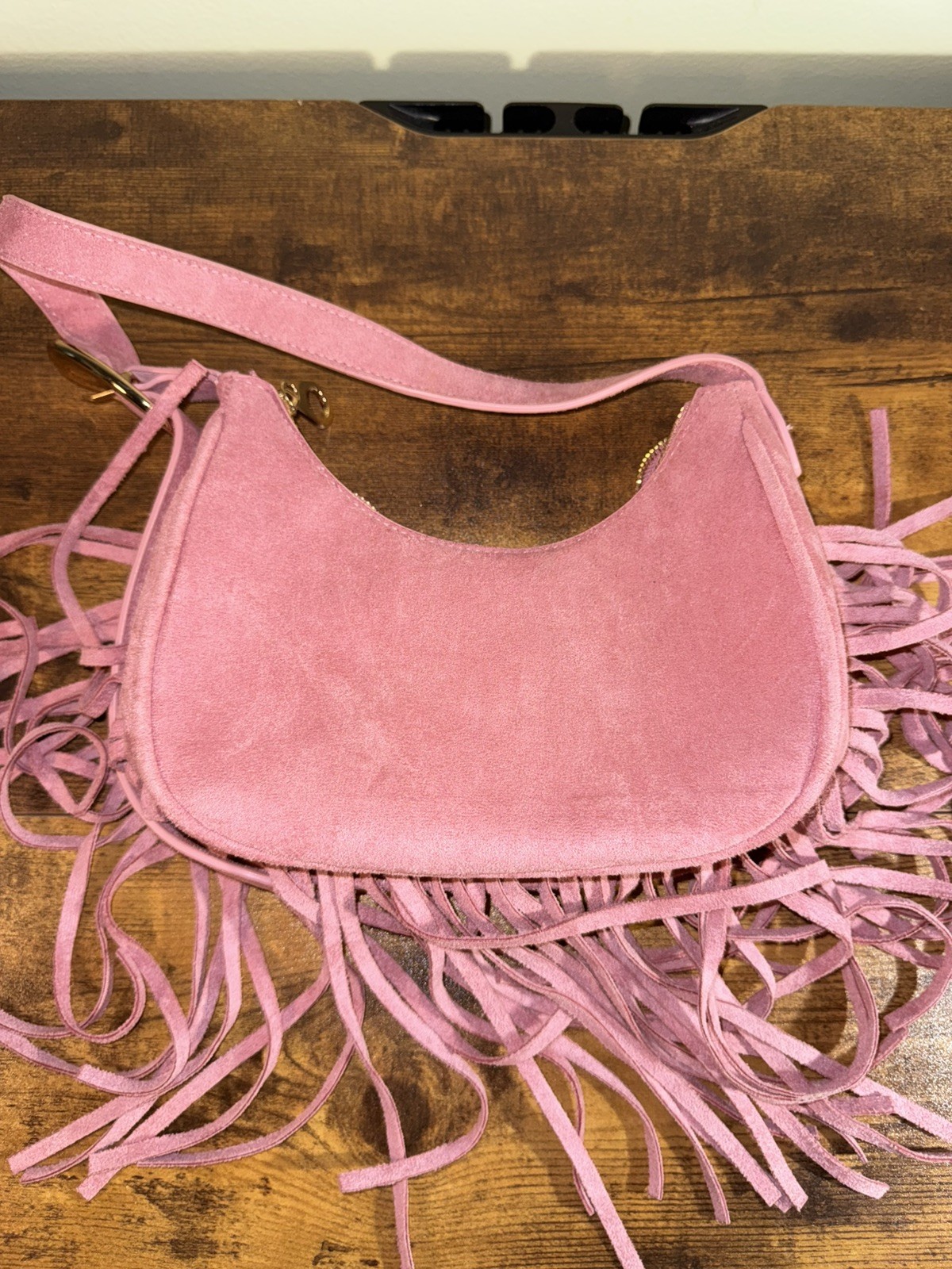 Western Faux Suede Fringe Shoulder Bag Purse - Universal Thread - Pink