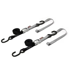 Powertye Tie-Down Cam S-Hook Soft-Tye 1"x6' - Black/Silver Pair 23624 BK/CHRM