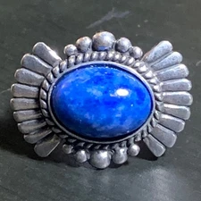 Sterling Silver Lapis Ring Southwestern Quoc Turquoise QT Size 6 Statement 925