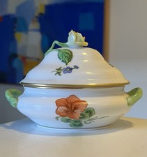 Vintage Herend Queen Victoria Mini Tureen With Yellow Rose Lid