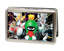 Buckle-Down Metal Wallet-Looney Tunes Band Taz/Martian/Bugs Fcg 4.0" x 2.9" Mult