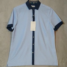 Ike Behar NY Men's Medium Button Down Performance Shirt Blue Smart Casual