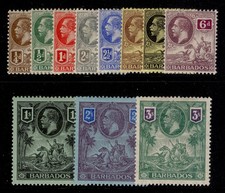 BARBADOS GV SG170-180, 1912-16 complete set, M MINT. Cat £225.