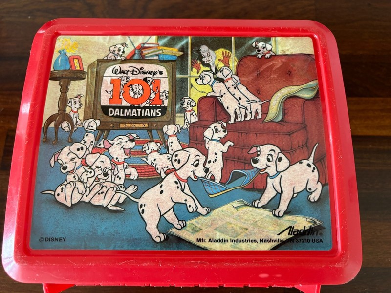 Vintage Disney 101 Dalmatians Aladdin Plastic Lunch Box Red 90s