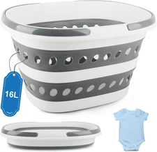 Laundry Basket Collapsible, 16L Small Clothes Hamper Pop-Up Laundry Baskets with