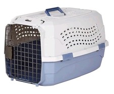 2-Door Top-Load Hard-Sided Blue and Gray Pet Travel Kennel 23 in