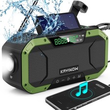 Hand Crank Solar Power Emergency Radio with Waterproof Bluetooth Speaker,Port...